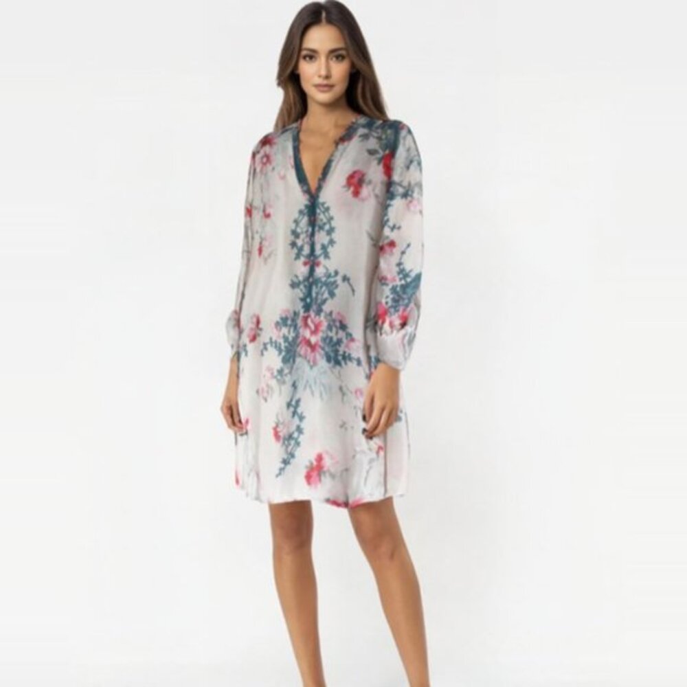 Johnny Was Printed Button-down Tunic Dress, Size M